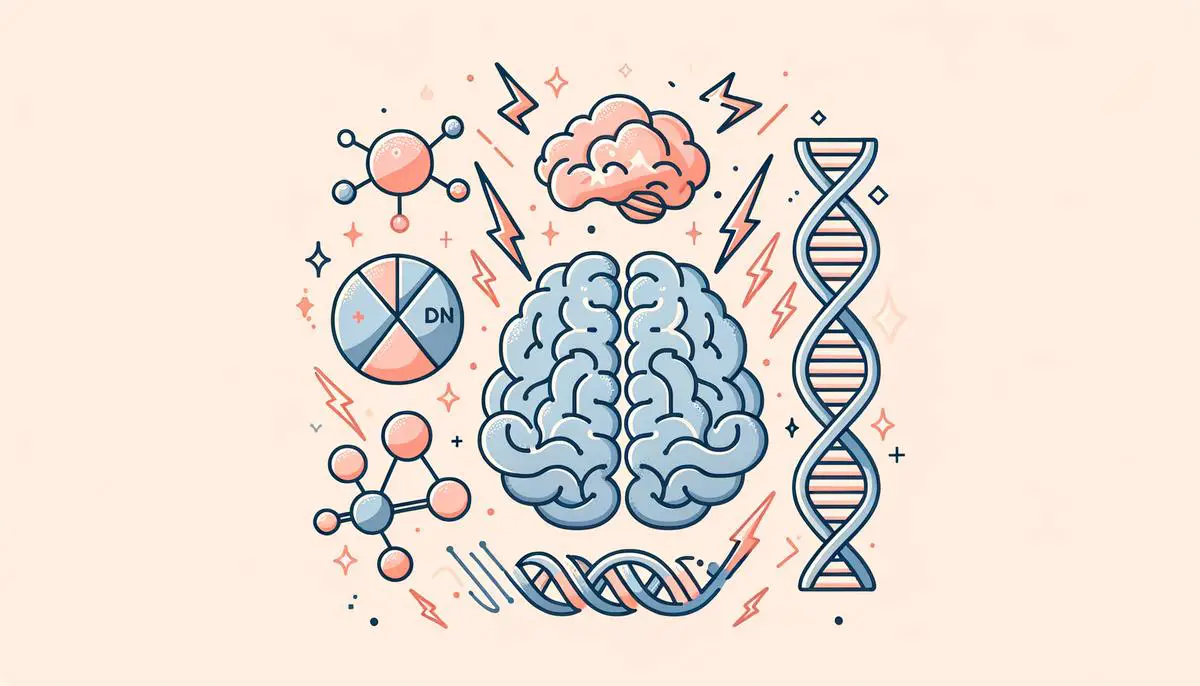 Illustration showing various factors contributing to hair loss, including hormones, stress, and genetics