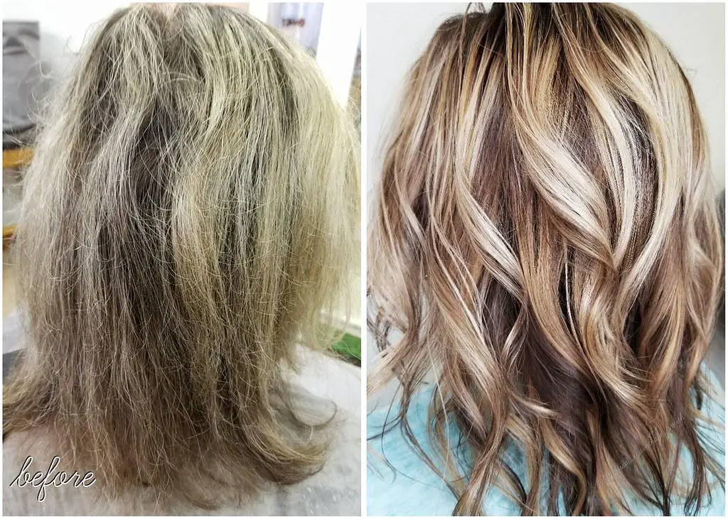 Side-by-side comparison of healthy hair and heat-damaged hair