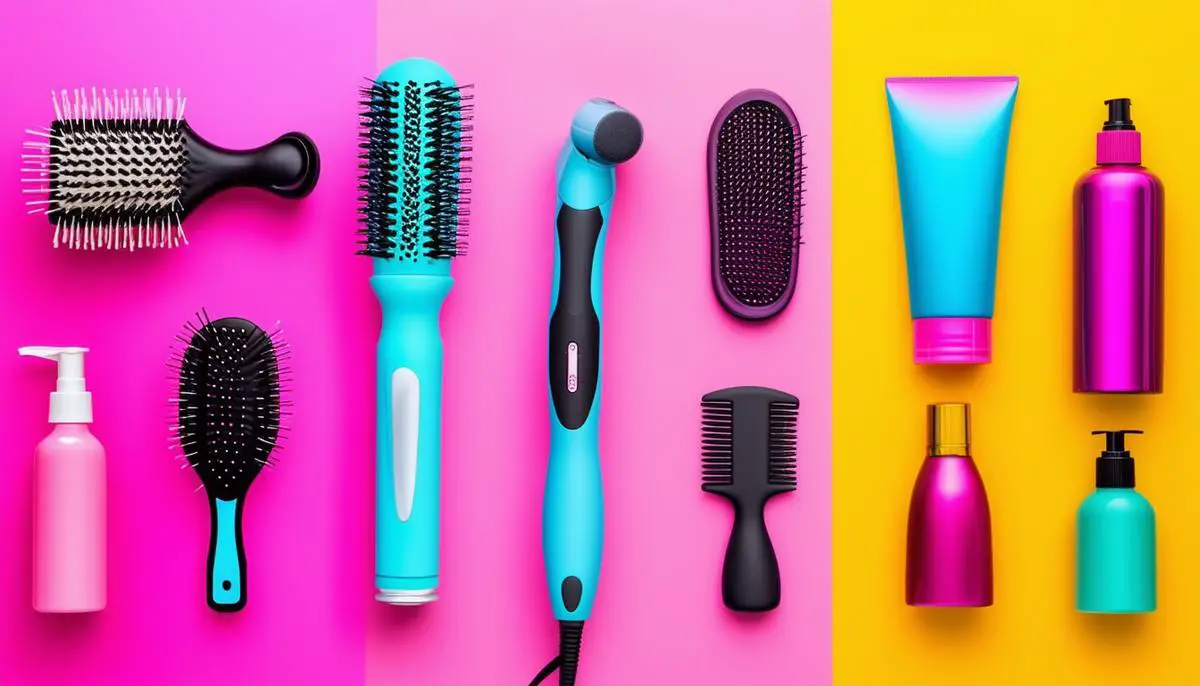 Assortment of essential heat-free styling tools and products