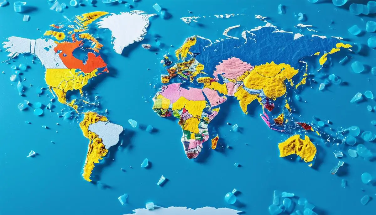 World map showing different countries' regulations on microplastics in cosmetics