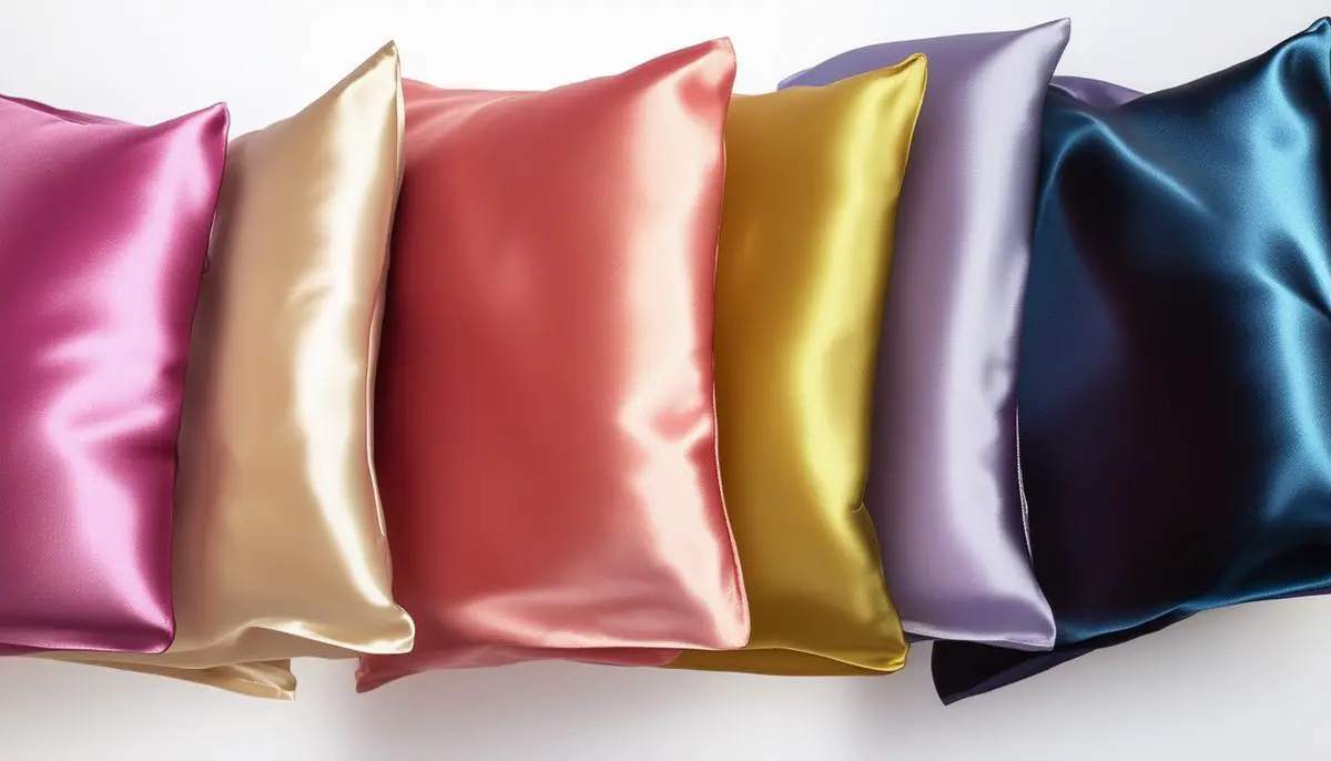 Assortment of silk and satin pillowcases in various colors