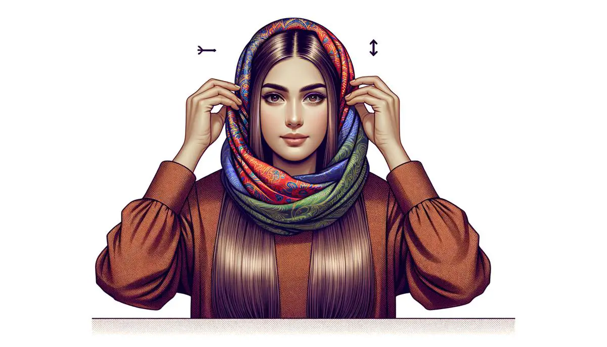 Woman wrapping her hair in a silk scarf before bed